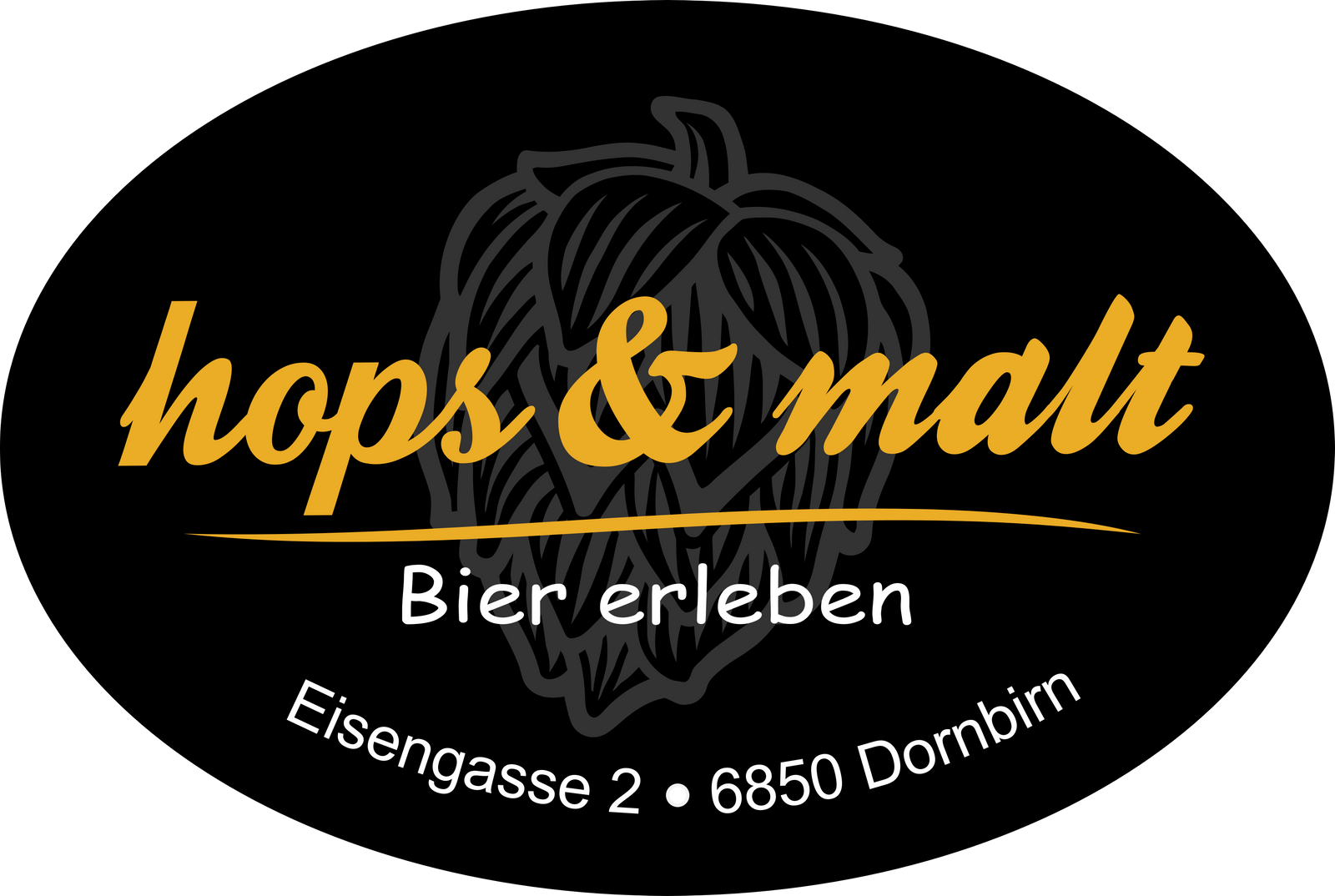 Logo hops & malt Dornbirn – Sponsor der Theatergruppe d'Süosslar Dornbirn